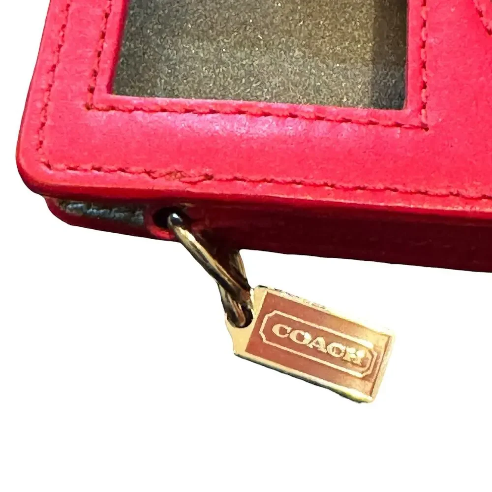 Vtg Coach Pink Leather Y2K Ipod Case with Metal Hang Tag
